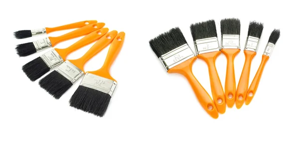Set of Pile of Paint brushes over isolated white background — Stock Photo, Image