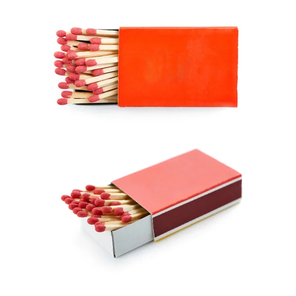 Set of Pile of Wooden matches isolated over the white background — Stock Photo, Image