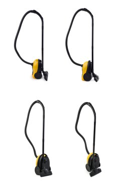 Elektrikli süpürge izole beyaz arka plan üzerinde kümesi