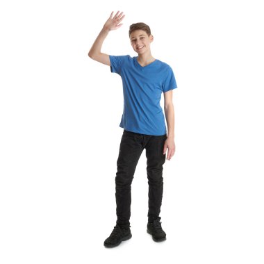 Sevimli genç çocuk beyaz izole arka plan üzerinde