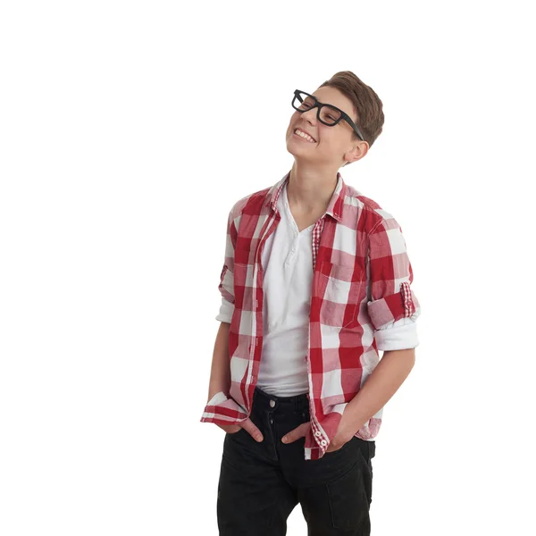 Niedliche Teenager Junge über weißen isolierten Hintergrund — Stockfoto