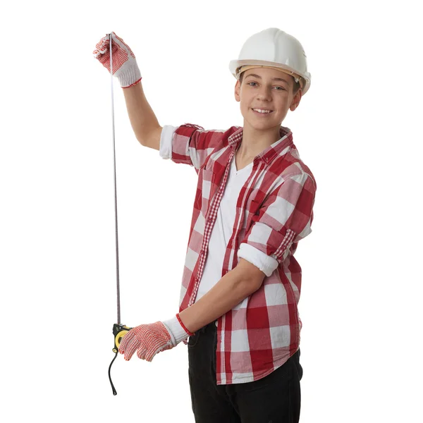 Bonito adolescente menino sobre branco isolado fundo — Fotografia de Stock