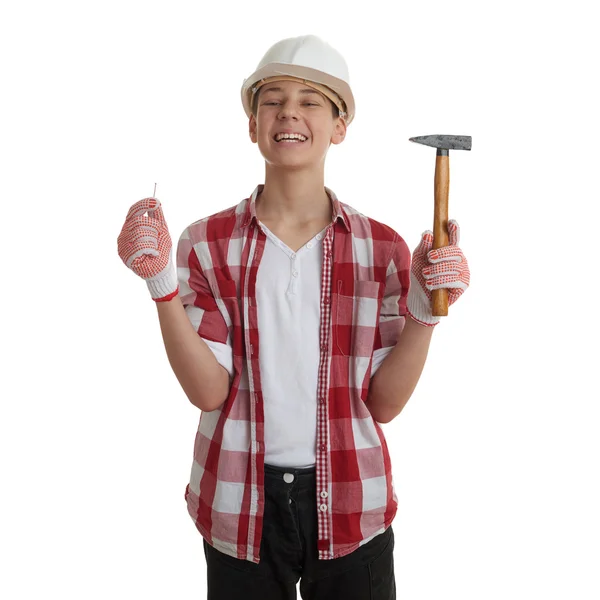 Lindo adolescente chico sobre blanco aislado fondo — Foto de Stock