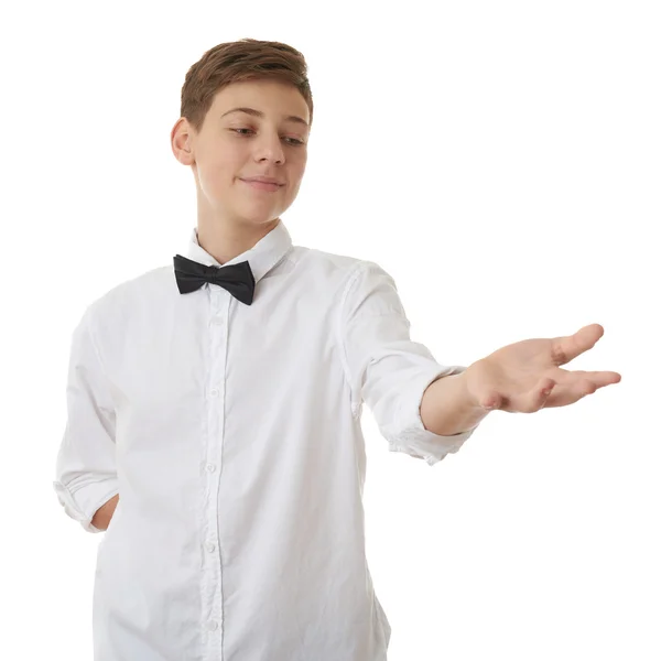 Cute teenager boy over white isolated background — Stock Photo, Image