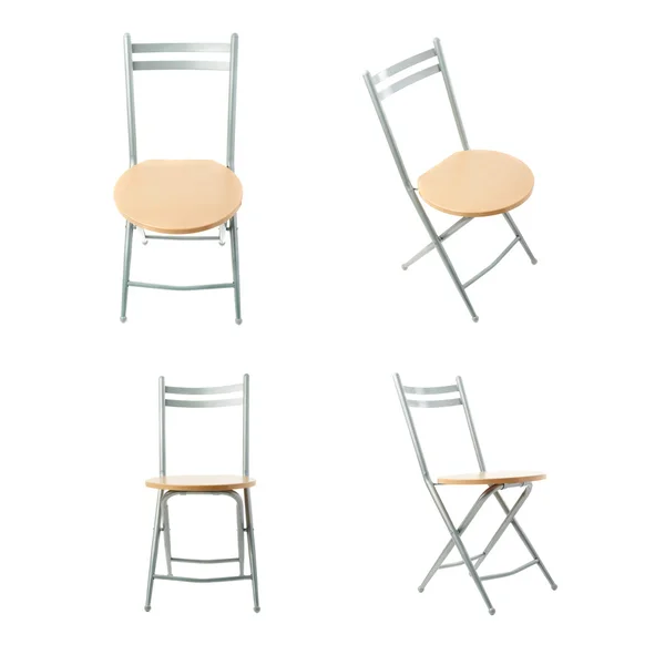 在孤立的白色背景折叠椅子一套 — 图库照片