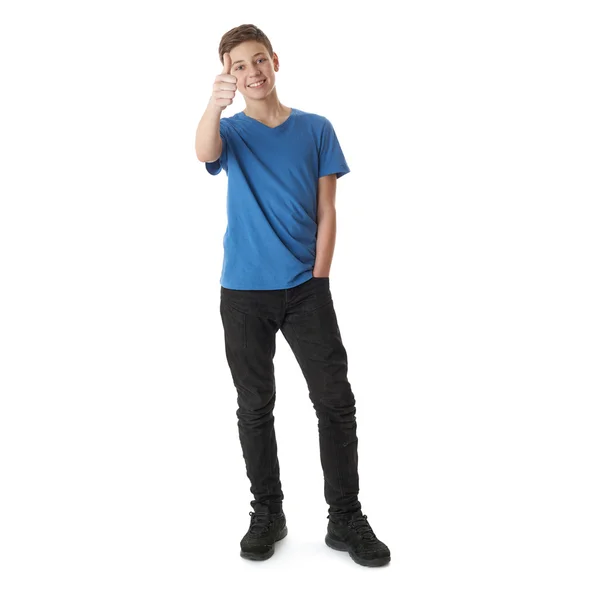 Niedliche Teenager Junge über weißen isolierten Hintergrund — Stockfoto