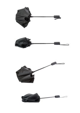 Beyaz arka plan üzerinde izole siyah şemsiye set