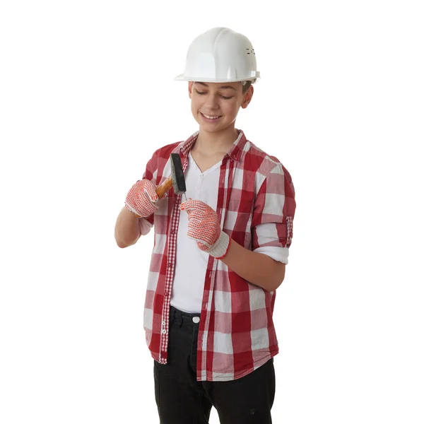 Lindo adolescente chico sobre blanco aislado fondo — Foto de Stock