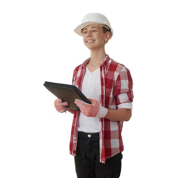 Bonito adolescente menino sobre branco isolado fundo — Fotografia de Stock