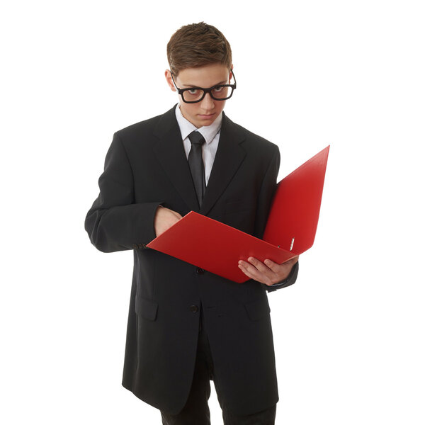 Cute teenager boy over white isolated background