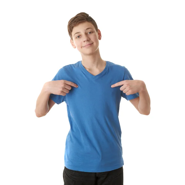 Niedliche Teenager Junge über weißen isolierten Hintergrund — Stockfoto