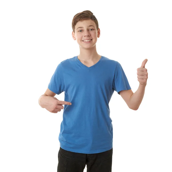 Симпатичный подросток на белом изолированном фоне — стоковое фото
