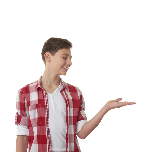 Cute teenager boy over white isolated background — Stock Photo, Image