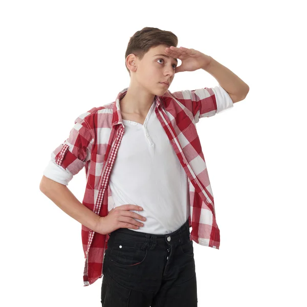 Cute teenager boy over white isolated background — Stock Photo, Image