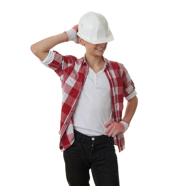 Lindo adolescente chico sobre blanco aislado fondo — Foto de Stock