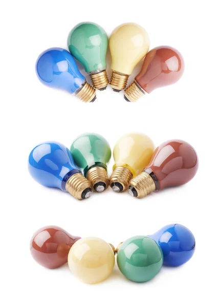 Pile of electric bulbs lying on side, isolated over the white background — Stock Photo, Image