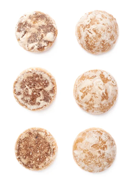 Conjunto de pan de jengibre pequeño pastel aislado sobre el fondo blanco —  Fotos de Stock