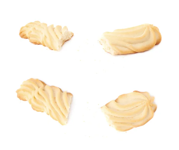 Biscuit brisé en morceaux isolé sur le fond blanc — Photo