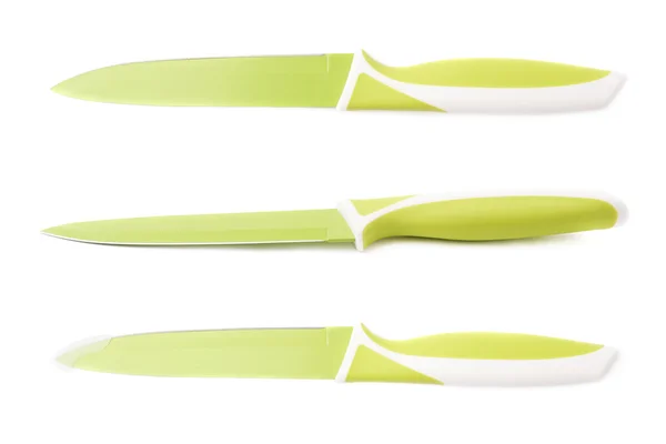 Cuchillo verde de acero aislado sobre el fondo blanco —  Fotos de Stock