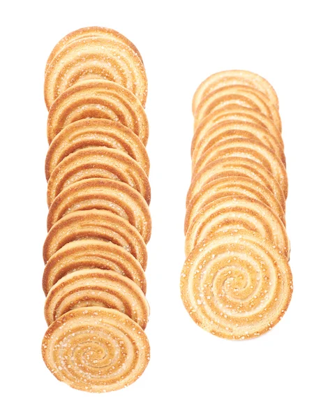 Linha de cookies isolada sobre o fundo branco — Fotografia de Stock