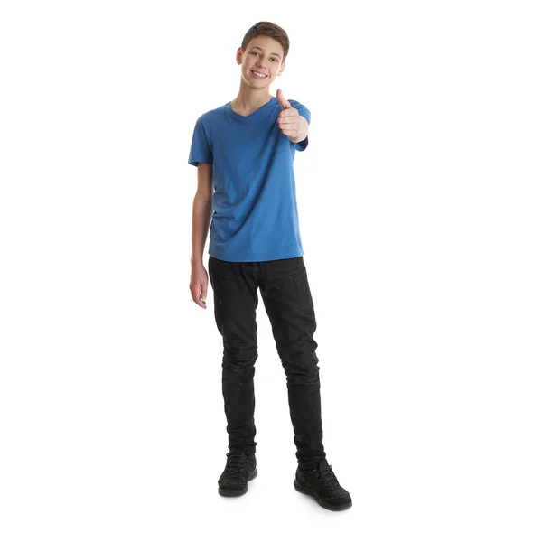 Niedliche Teenager Junge über weißen isolierten Hintergrund — Stockfoto