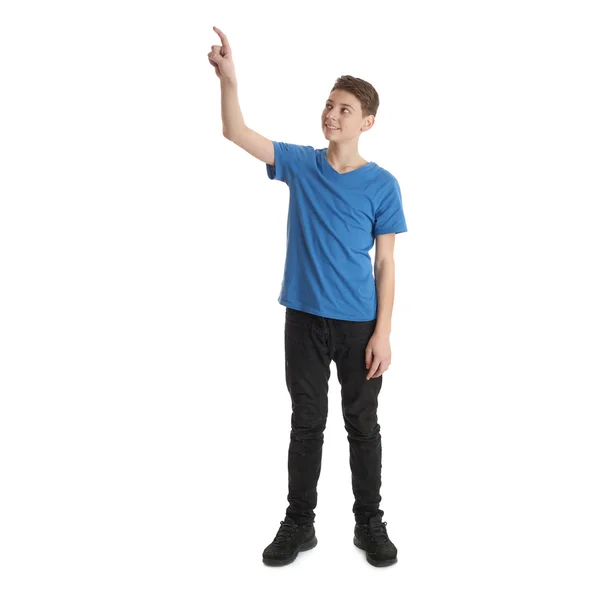 Schattige tiener jongen over witte geïsoleerde achtergrond — Stockfoto