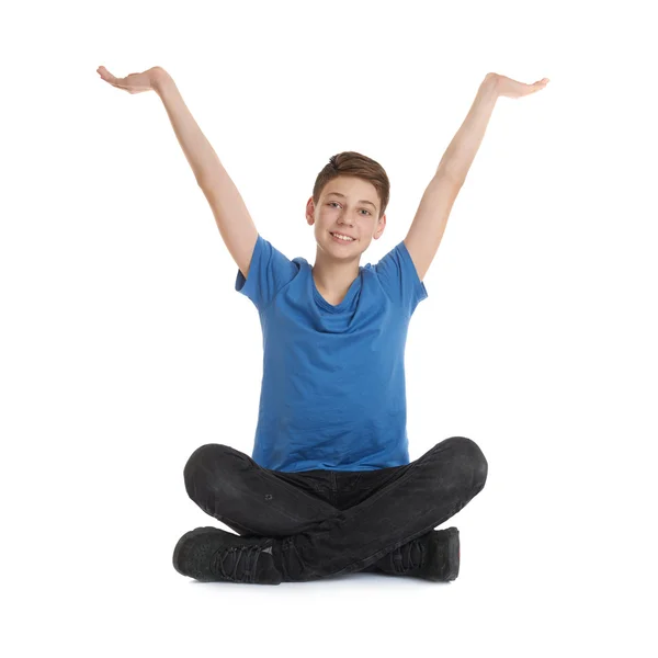 Cute teenager boy over white isolated background — Stock Photo, Image