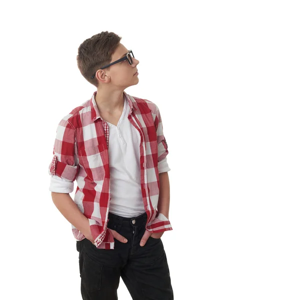 Cute teenager boy over white isolated background — Stock Photo, Image