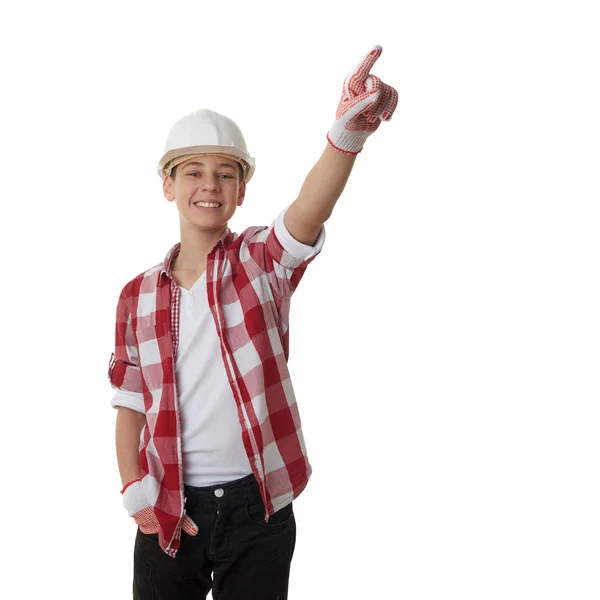 Bonito adolescente menino sobre branco isolado fundo — Fotografia de Stock