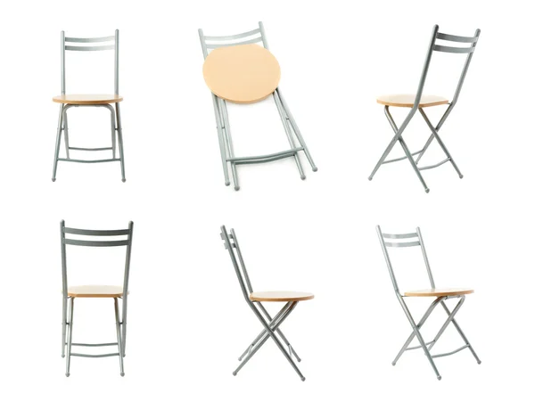 Set of Folding chair over isolated white background — Stock Photo, Image