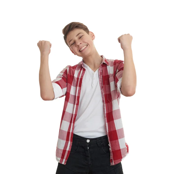 Cute teenager boy over white isolated background — Stock Photo, Image