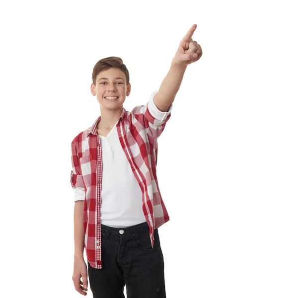 Schattige tiener jongen over witte geïsoleerde achtergrond — Stockfoto