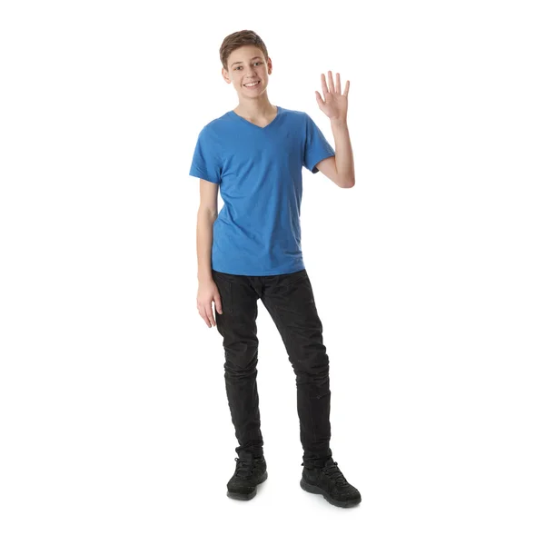 Niedliche Teenager Junge über weißen isolierten Hintergrund — Stockfoto