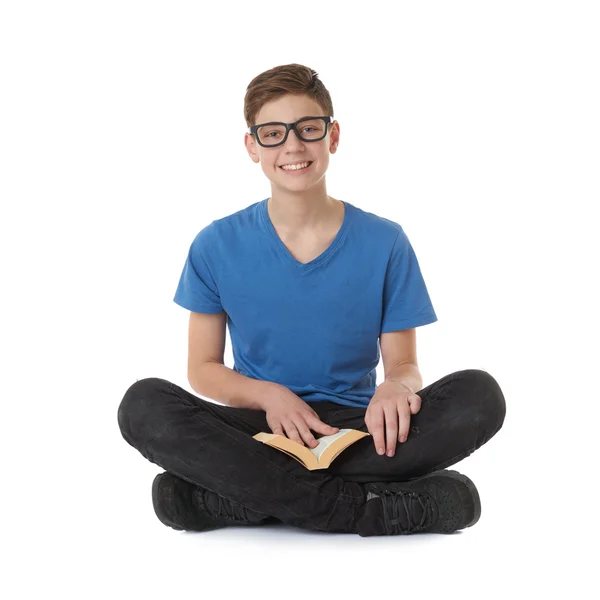 Cute teenager boy over white isolated background — Stock Photo, Image