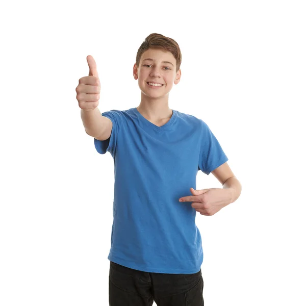 Niedliche Teenager Junge über weißen isolierten Hintergrund — Stockfoto