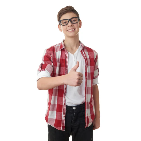 Cute teenager boy over white isolated background — Stock Photo, Image