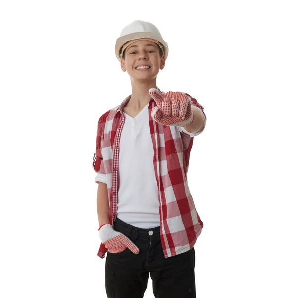 Lindo adolescente chico sobre blanco aislado fondo — Foto de Stock