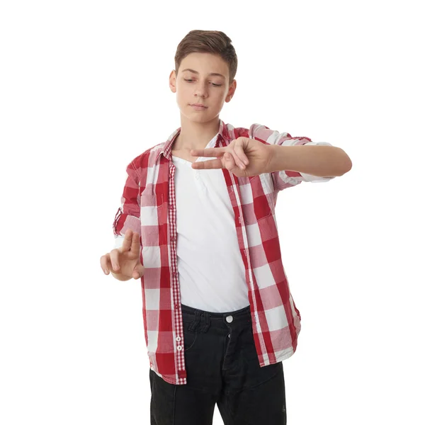 Niedliche Teenager Junge über weißen isolierten Hintergrund — Stockfoto