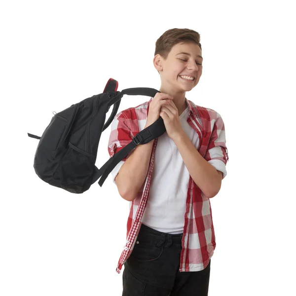 Bonito adolescente menino sobre branco isolado fundo — Fotografia de Stock