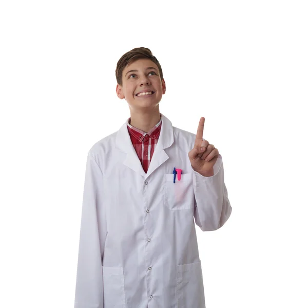 Lindo adolescente chico sobre blanco aislado fondo — Foto de Stock