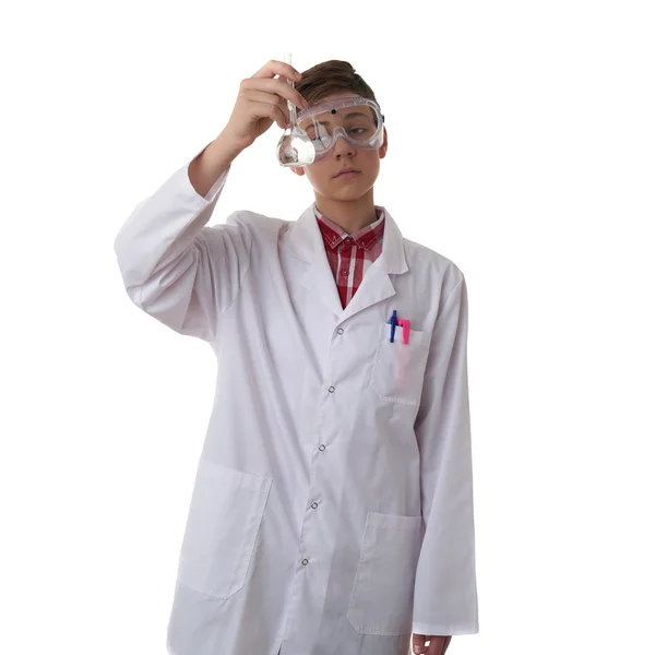 Lindo adolescente chico sobre blanco aislado fondo — Foto de Stock