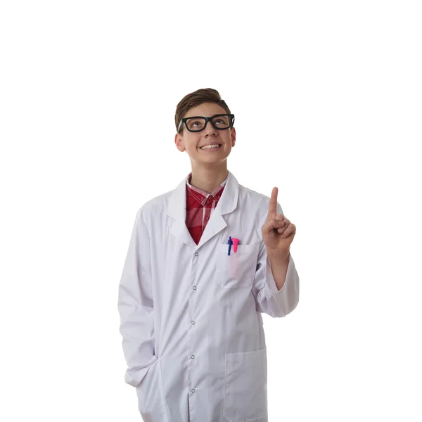 Lindo adolescente chico sobre blanco aislado fondo — Foto de Stock