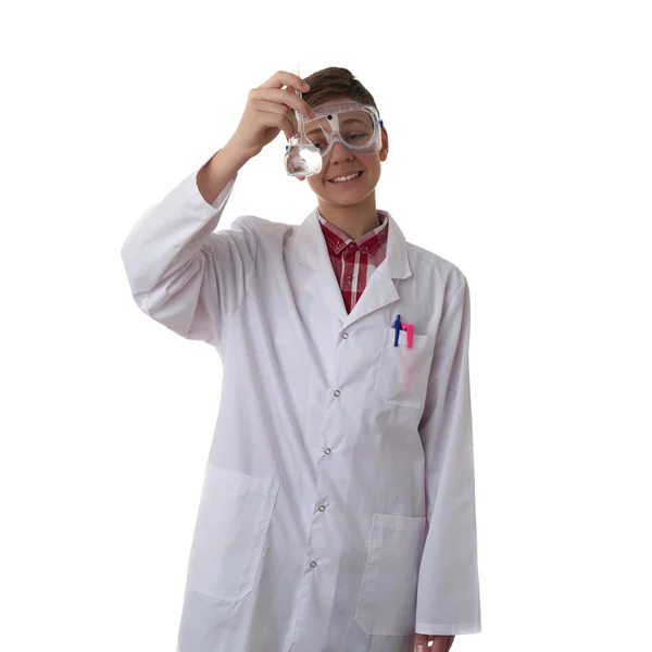 Lindo adolescente chico sobre blanco aislado fondo — Foto de Stock