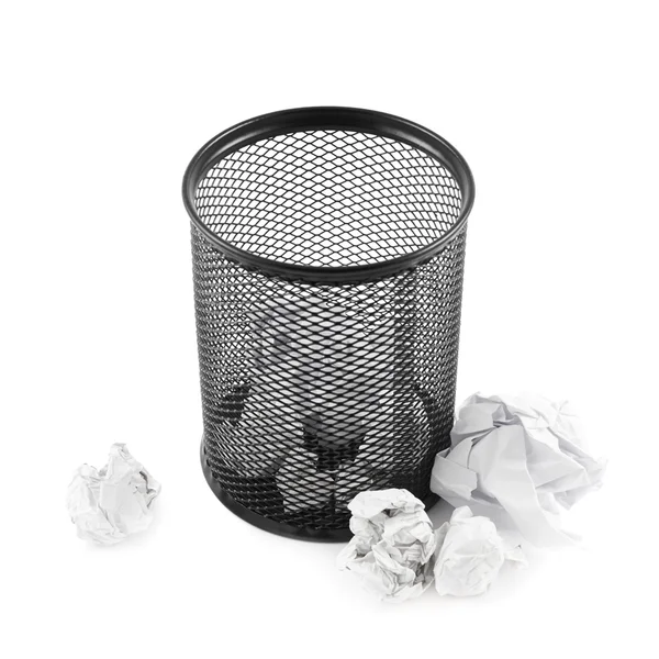 Office paper trash bin isolated — Stock Photo, Image