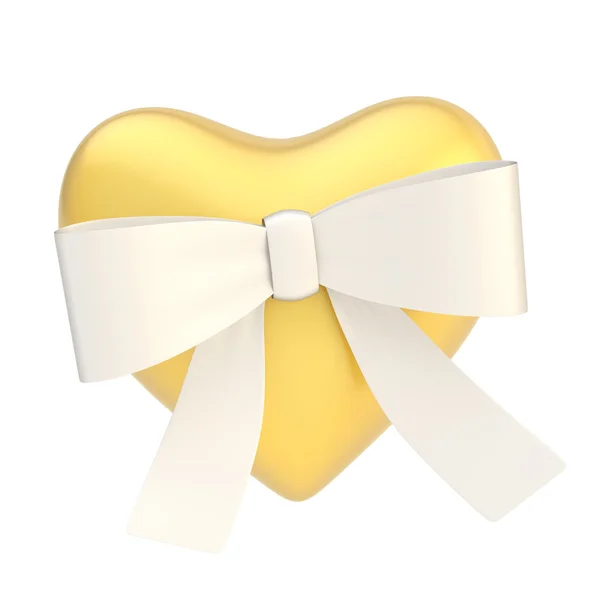 Glanzende hart bedekt met ribbon bow — Stockfoto