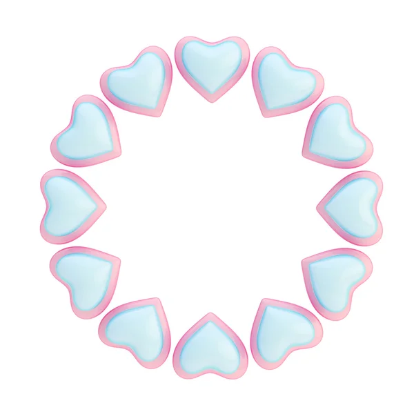 Round frame made of hearts isolated — Stock Photo, Image