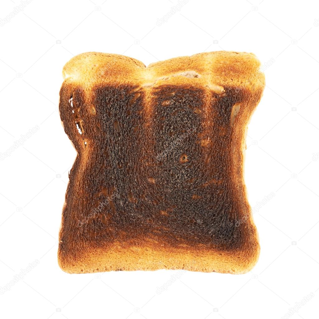 Burnt toast bread isolated