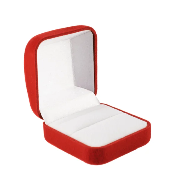 Caixa de veludo vermelho isolado — Fotografia de Stock