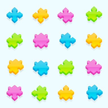 boyutlu puzzle parçaları bir dizi