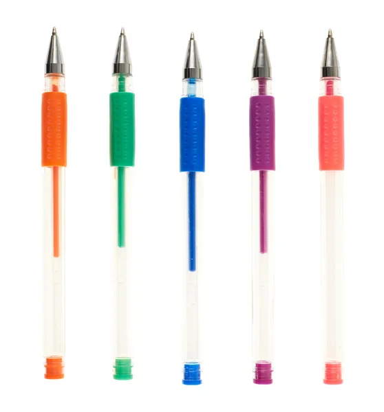 Cinq stylos en gel coloré — Photo